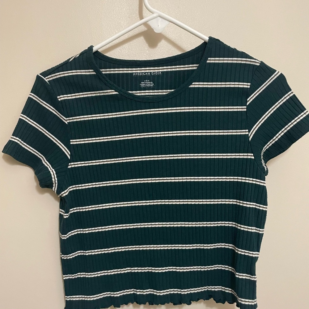 American Eagle Cropped Striped Shirt